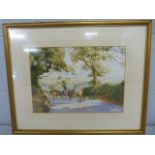 Laurence T Peace - Watercolour of 'Logging in Devon'. Signed lower right.