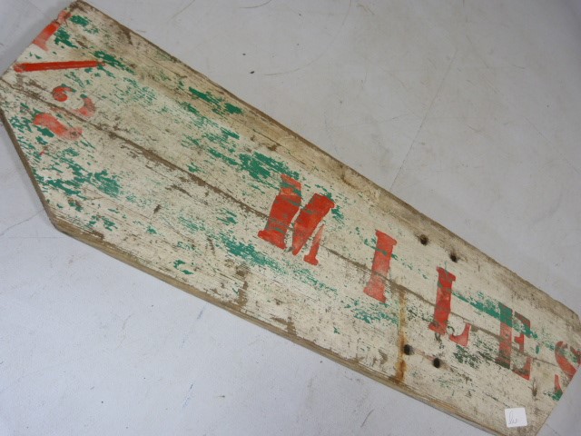 Vintage wooden 'Miles' sign - Image 3 of 3
