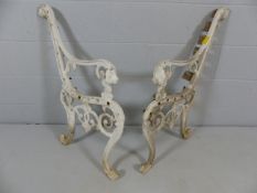 Victorian Bench ends with lions head finials to arm