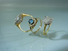 Three 9ct Gold hallmarked ring with various stones (total weight 6.3g)