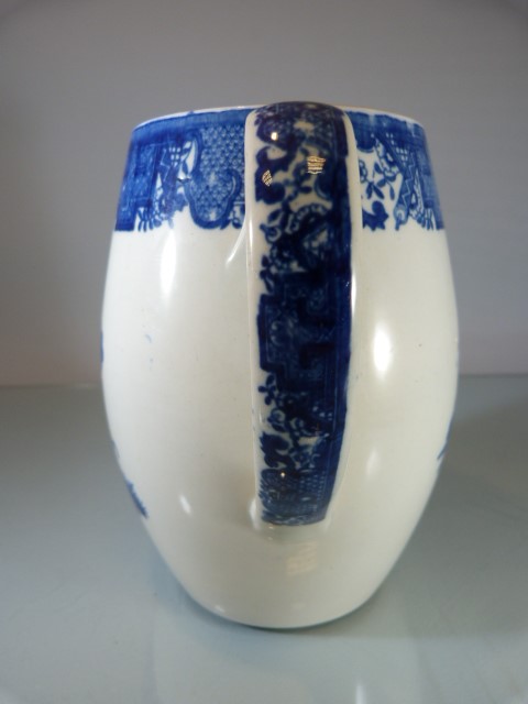 Staffordshire Pottery Blue and White pearl ware jug decorated with scenes of Royal Gardens along - Image 9 of 13