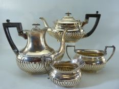 Hallmarked Silver Teaset - Four Piece teaset with comprising of Coffee Pot, Teapot, sugar bowl and