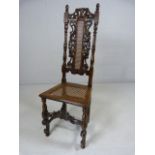 Late 17th Century Oak hall chair with lattice seat - possibly continental. Small lattice splat to