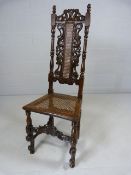 Late 17th Century Oak hall chair with lattice seat - possibly continental. Small lattice splat to