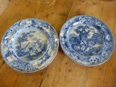 Blue and White Pearlware plate - 'The Piping Shepherd' Pattern