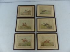 Henry Alken set of six Victorian hand-coloured aquatints - Hunting Recollections, in glazed oak