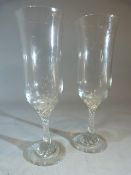Pair of antique Champagne flutes with twisted stem