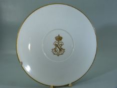 19th Century Sevres plate Napoleon III - decorated with Gold Crest to middle. Chip to outer rim.