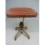 Machinist stool with leather padded seat