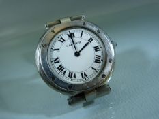 Cartier - A Cartier Quartz ladies wrist watch with Brushed steel strap. No. 168475