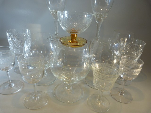 Collection of antique glasswares - to include etched glasses and a part suite. - Image 2 of 2