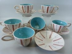 Studio Pottery Teaset for six - marked AN to base.