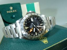 A RARE GENTLEMAN'S STAINLESS STEEL ROLEX OYSTER PERPETUAL EXPLORER II "ORANGE HAND" BRACELET