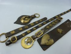 Victorian horse brasses - C.1890 all mounted with brass studs, clubs, heats and Diamonds etc.