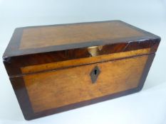 Walnut and Mahogany Tea Caddy with two original lined lidded boxes and a central box with removeable