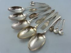 Hallmarked silver Georgian teaspoon, Hallmarked silver childrens fork and along with small