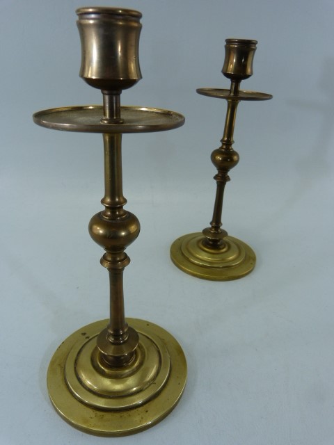 Ault - blue glazed candlestick - along with a pair of brass similar sticks and a pair of turned - Image 8 of 9