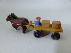 German Miniature Wooden Toys (Erzgebirge - German Democratic Republic) Folk Art - Two horses and