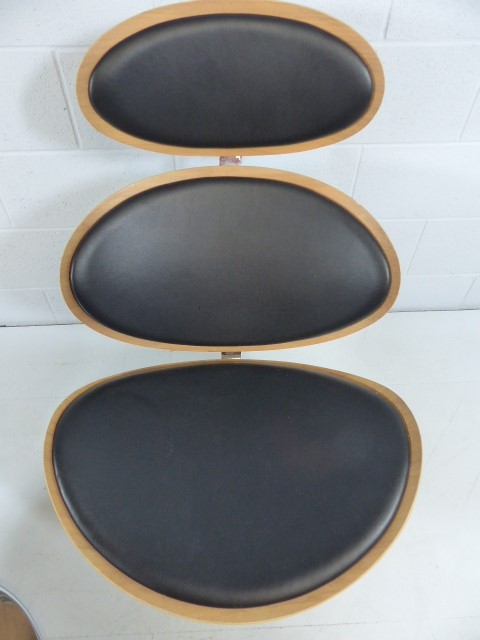 Mid Century style designer chair and footstool. Three piece chair with curved back and seat on a - Image 5 of 6