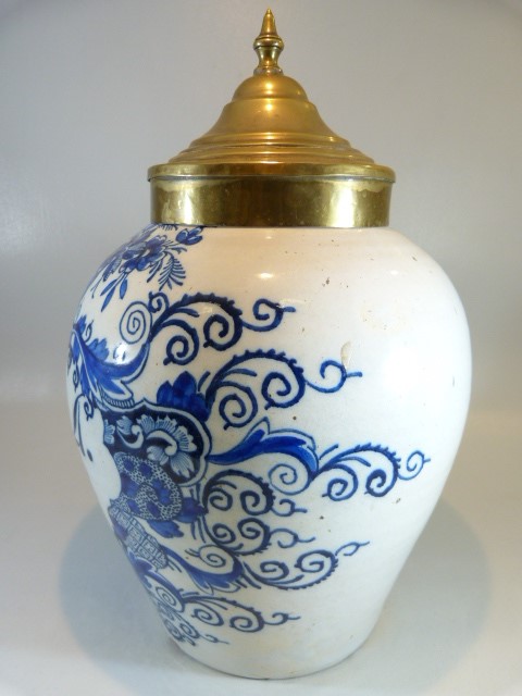 Early 19th Century Dutch delft Tobacco / tea Faience jar and cover decorated in Tin Glaze blue. ' - Image 3 of 11