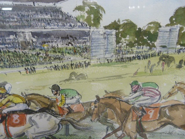 Watercolour and pen of horses racing 'The Pacemaker signed Mark Huskinson? 1986/8 - Image 5 of 7