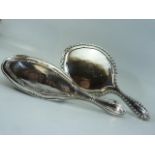 Hallmarked silver Dressing table brush and matching mirror by Boots Pure Drug Company - Hallmarks