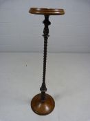 Small Mahogany plant stand on barley twist leg decorated with Acanthus flowers