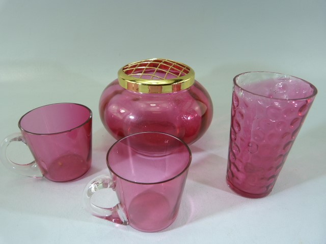 Cranberry Glassware - to include Jugs and small cups. Also to include a Maltese glass bud vase - Image 6 of 11