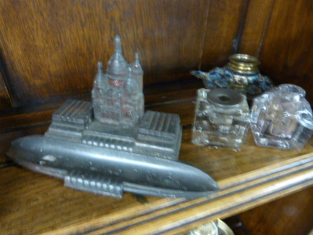 Large collection of various metal inkwells etc - Image 4 of 7