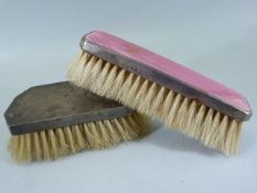 Two hallmarked silver brushes with Guilloche enamel