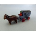 German Wooden Toys (Erzgebirge - German Democratic Republic) Folk Art - Cart horse pulling a Postage