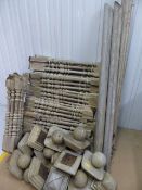Oak Stair case with approx 140 Spindles and end posts and baluster finials salvaged from a country