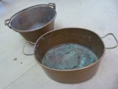 Two copper cooking pots