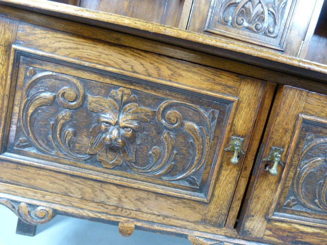 Oak Greenman Sideboard dresser with two cupboards under and shelving over. - Image 2 of 8