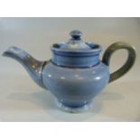 Antique miniature 19th century teapot with lid. Sticker to base - Joseph Jackson collection. Painted