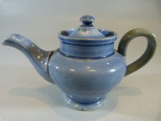 Antique miniature 19th century teapot with lid. Sticker to base - Joseph Jackson collection. Painted