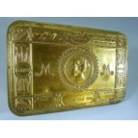 WW1 Christmas 1914 Tobacco box with brass repousse lid.
