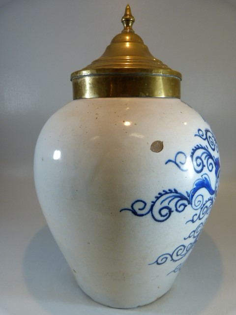 Early 19th Century Dutch delft Tobacco / tea Faience jar and cover decorated in Tin Glaze blue. ' - Image 5 of 11