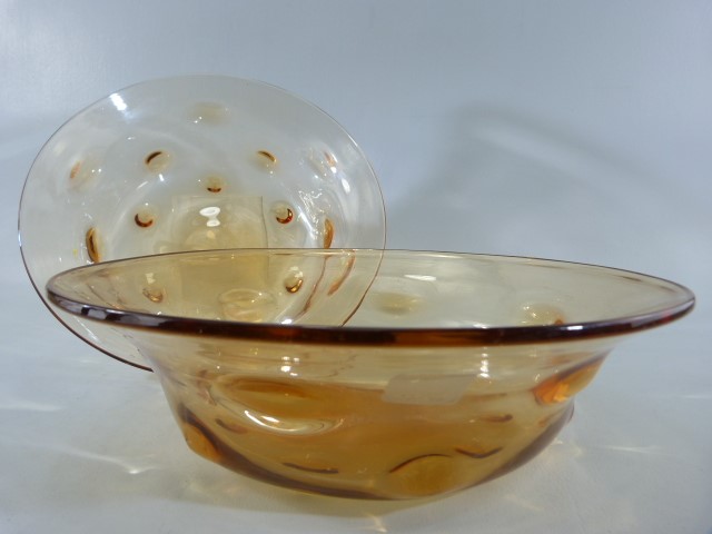 Webb Glassware - a Pair of Amber coloured glass bowls - Image 3 of 5