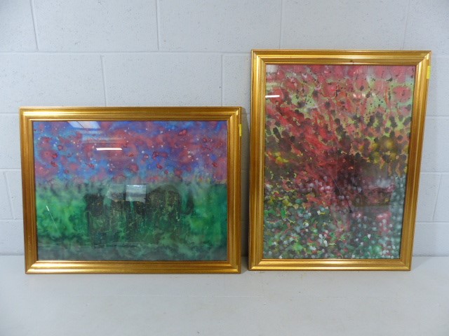 Pair of framed Abstract watercolours by Hendrik Grise