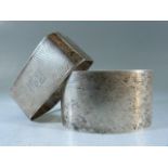 Two Hallmarked silver napkin Rings - one depicting sheep. Approx Weight - 82.3g