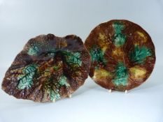Staffordshire Creamware Tortoiseshell glazed plates in the Whieldon manner. One in the form of a