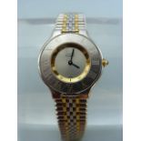 MUST DE CARTIER - Steel and Gold Cartier watch with original box and all paperwork appearing to be