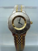 MUST DE CARTIER - Steel and Gold Cartier watch with original box and all paperwork appearing to be