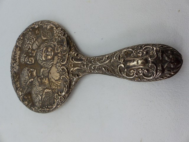 Silver backed dressing table mirror A/F, Silver backed hair brush and a hallmarked silver photo - Image 4 of 7