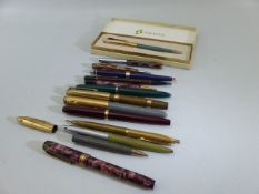 Lovely Selection of vintage pens and pencils to include 9ct Banded parker pen. Lot includes Shaeffer