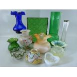 Antique glassware - to include Loetz, Silver topped bud vase and coloured glass etc also to