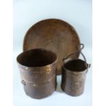 Grain Measures (Metal indian grain measures Early 20th Century) Along with a metal early basin