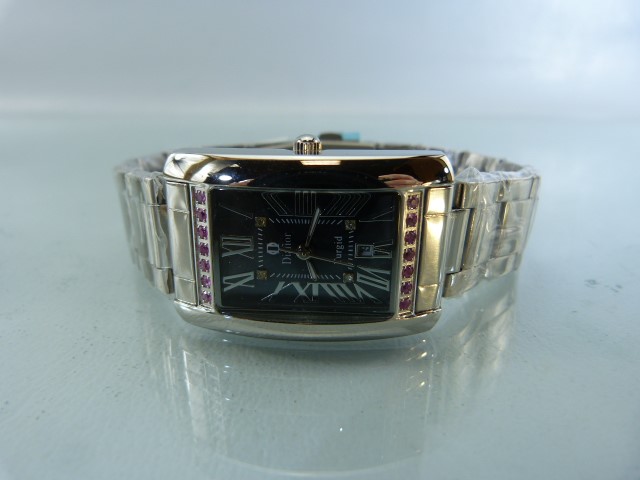 Diafior - Ladies Steel cased watch with Diamond batons on a black face - Image 4 of 6