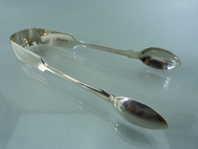 Silver Tongs hallmarked Exeter 1862 and a Silver cream ladle hallmarked Sheffield 1941 - Image 2 of 5